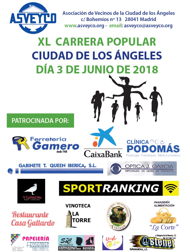 CUADRAGÉSIMA EDICIÓN DE LA CARRERA POPULAR CIUDAD DE LOS ÁNGELES: EL 3 DE JUNIO DEL 2018